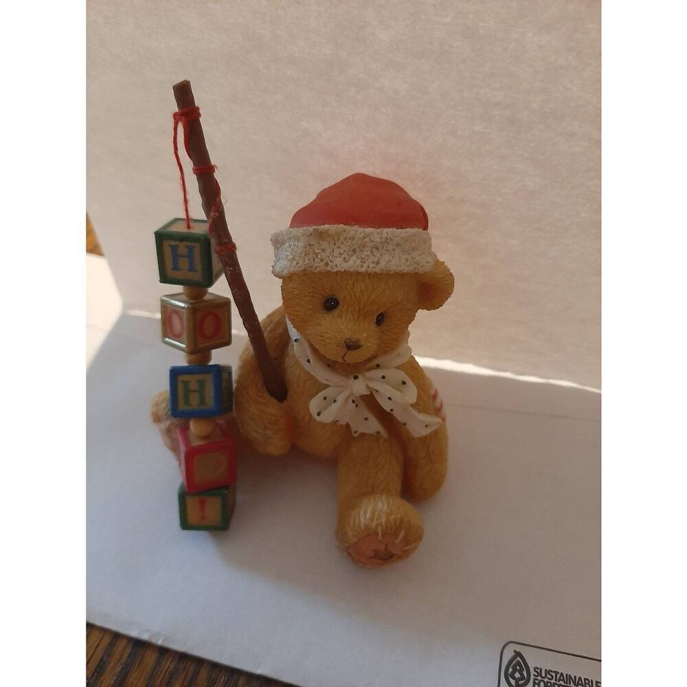 Vintage 96 Cherished Teddies Catchin  Holiday Spirit Holdin Teddy Bear Figurine